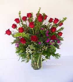 David Jeffrey's Roses 2 Dz Red In Vase
