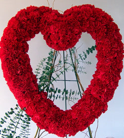 Standing Heart Wreath - Red Carnations